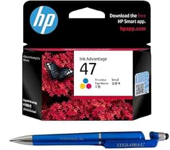 HP 47 Ink Cartridge (Colour) with 3in1 Multi-Function Mobile Phone Stand, Stylus Pen, Anti-Metal Texture Rotating Ballpoint Pen (Very Colors)
