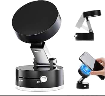 GadgetBite Car Mobile Holder Vacuum Magnetic Phone Holder Hands Free Foldable Suction Mount Strong Grip for Mirror Shower Gym Office Car Kitchen and Universal Magnetic Phone Stand - Black