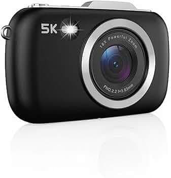5K Digital Camera 80MP High Resolution Auto Focus Digital Camera 18X Zoom Digital Video Camera for Photography and Video (Black)
