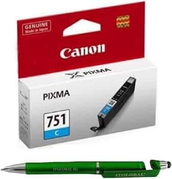 Value Pack Combo OG CLI-751 Ink Cartridge CLI751 CLI 751 Cyan for Canon Selected Printer with 3in1 Multi-Function Creative Mobile Phone Stand, Stylus Pen, Ballpoint Pen (Very Colors)