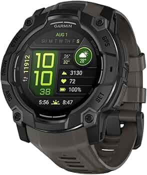 Garmin Instinct® 3 50mm, AMOLED Display, Rugged Outdoor GPS Smartwatch, Metal-Reinforced Bezel, Built-in Flashlight, Up to 18 Days of Battery Life, Charcoal