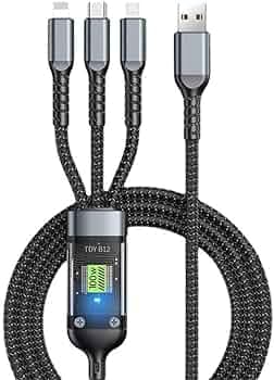 100W 3 in 1 Fast Charging Cable for Nokia 2 V TellaOriginal Quick Charge Cable Speed Upto 3.1 Amp for Micro USB, iOS Type-C Devices Mobile Tablet PC Laptop with 1.2m - (3IN 1, Meter.)