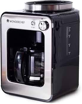 Wonderchef Regalia Bean-to-Cup Brew Coffee Maker with Grinder | Grind Coffee Beans | Get Fresh Aromatic Powder | Brew 4 cups | Glass Carafe | Easy Control Dial | 2 Years Warranty | Steel