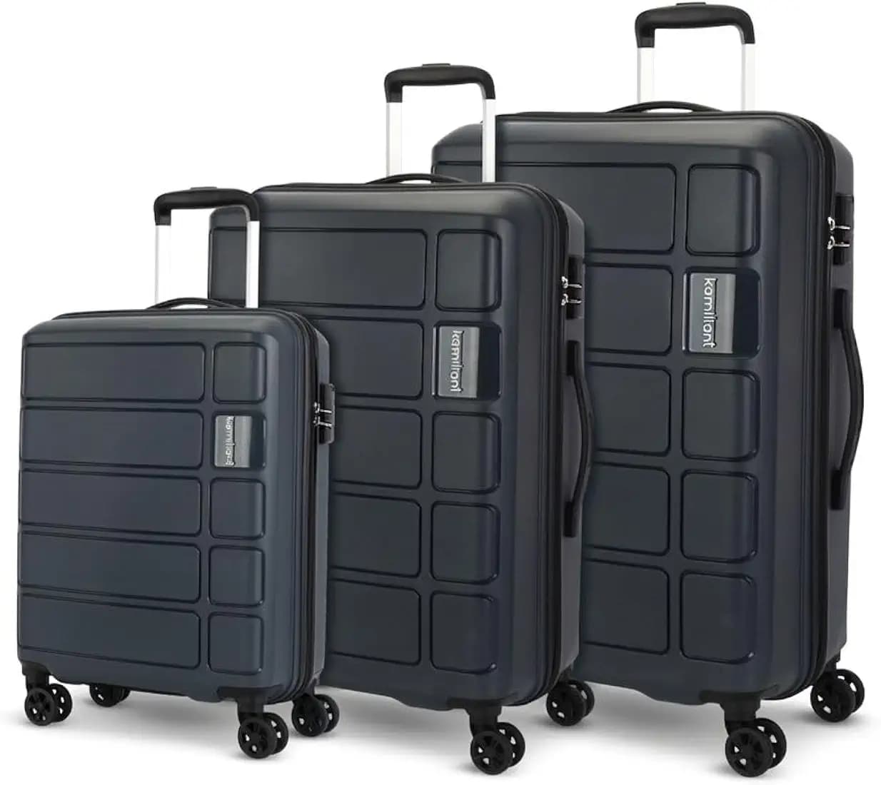 Kamiliant by American Tourister 3 Pc Harrier Edge 8W Set 56 Cm, 68 Cm & 78 Cm - Small, Medium & Large Polypropylene(PP) Hardside 8 Wheels Spinner Luggage Set/Trolley Bag Set (Iron Grey)