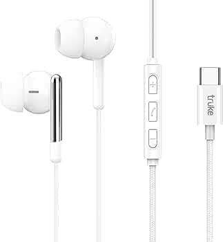 truke Bass H1 Premium in-Ear Type-C Wired Earphones w/ 13mm Titanium Drivers, Rich Deep Bass, Smart in-Line Controls for Music & Calls, Built-in HD Mic, Lightweight Design & Tangle-Free Cable (White)