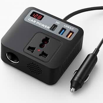4-in-1 200W Car Power Inverter | 12V to 220V Converter with Dual AC Sockets, 3 USB & 30W PD | Fast Charge Laptops, Phones & Gadgets (200w car-Laptop Charger)