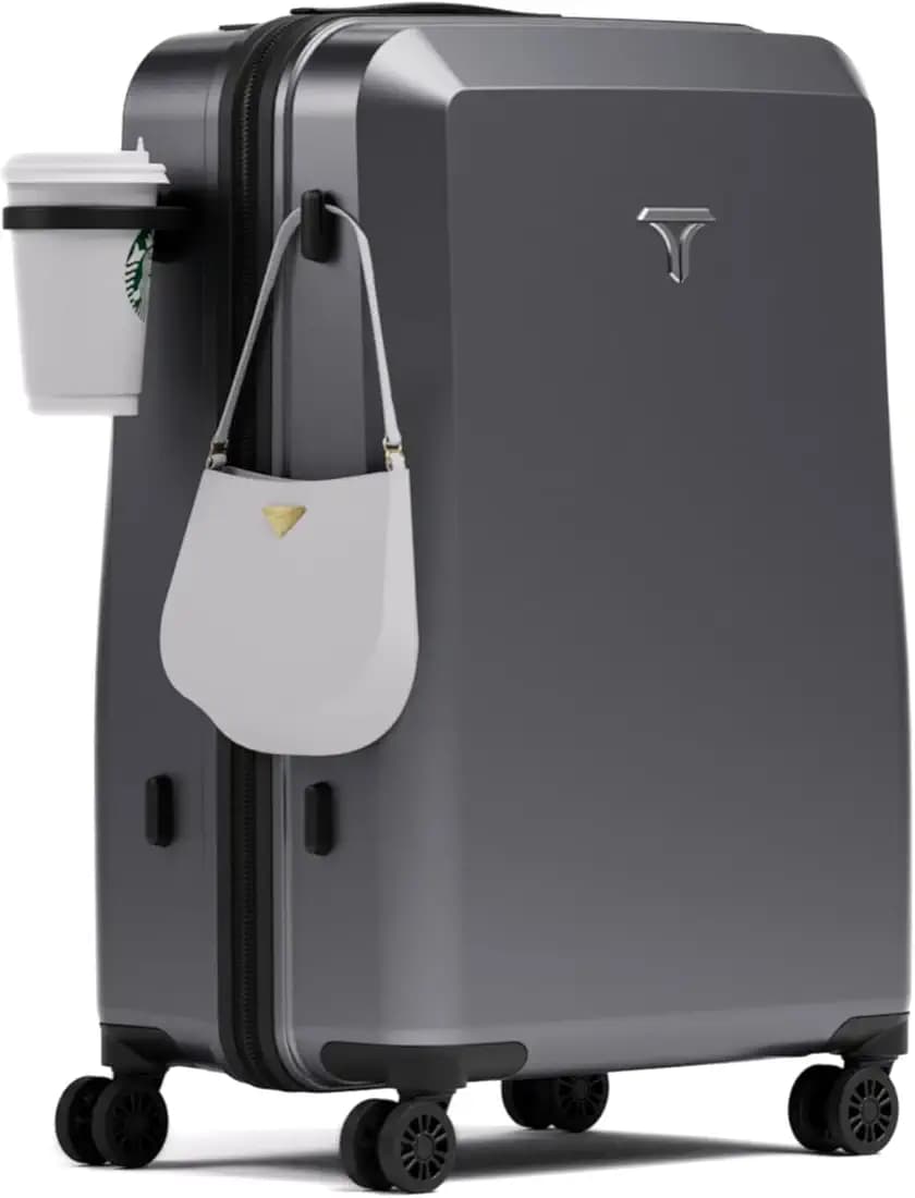 Check-in Medium (65cm) Trolley Bag, Built-in Digital Weighing Scale, Combination Lock, Cup Holder, 8 Smooth Wheels, ABS Hooks, Polycarbonate Hard-Shell (Check-in Medium, Alloy)