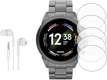 DAMDAM TPE For Fossil Gen 6 Screen Guard Screen Protector Scratch Guard Compatible For Fossil Gen 6 42Mm / 44Mm Michael Kors Gen 6 Bradshaw Smart Watche (Pack Of 5) With (Free Handfree Earphone)