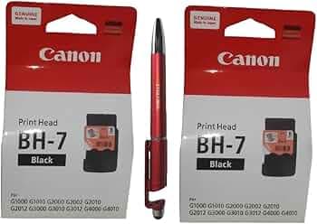 Canon Printer Head Black BH-7 (Set of 2) with ITGLOBAL 3in1 Multi-Function Mobile Phone Stand, Stylus Pen, Anti-Metal Texture Rotating Ballpoint Pen (Very Colors) BH 7