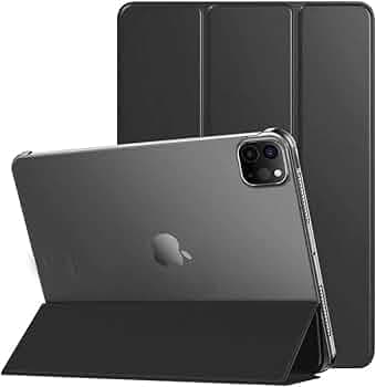 Amazon Basics Case for iPad Pro 11 Inch (2022/2021/2020, 4th/3rd/2nd Generation) | Hard Back Matte Cover with Auto Wake/Sleep, Open Side Supports Pencil Charging (Black)