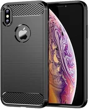 Basic Back Case Cover Compatible for iPhone Xs Max (Carbon Fibre_Black)