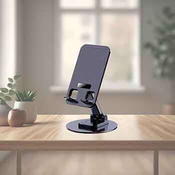 Mobile Phone Stand 360° Rotation Height and Angle Adjustable Cell Phone Stand for Desk Office Foldable Desktop Phone Holder for Smartphone 4-10'' Tablet Holder (Folding Stand)
