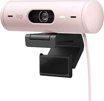 Logitech Brio 500 Full HD Webcam with Auto Light Correction, Show Mode, Dual Noise Reduction Mics, Webcam Privacy Cover, Works with Microsoft Teams, Google Meet, Zoom, USB-C Cable - Rose