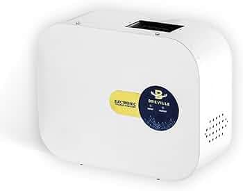 Breville AC Voltage Stabilizer Upto 1.5 Ton AC | 160V–285V | LED Display | Low & High Voltage Protection for Inverter, Split & Window AC | 3-Year Warranty (White)