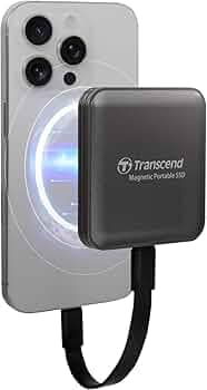 Transcend 4TB Magnetic Portable ESD420 External SSD, Up to 2000MB/s, Supports Apple 4K ProRes iPhone15,16,17 iPad,Mac,Tablets,Windows,Android, USB 3.2 Gen2x2 20Gbps USB-C (Iron Gray, 4, TB)TS4TESD420C