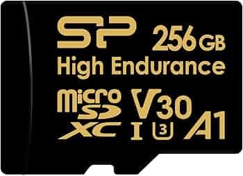 Silicon Power 256GB High Endurance microSDXC UHS-I Micro SD Card with Adapter, Optimized for Dash Cameras, Class 10 U3 V30 A1 MicroSD Memory Card