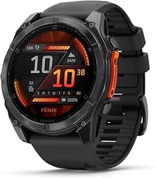 Garmin Fenix 8, 51mm Premium Multisport GPS Smartwatch,AMOLED Touch Screen,Advanced Health and Training Features,Built in LED Flashlight,Adventure Watch with up to 29 Days Battery Life,Slate Gray
