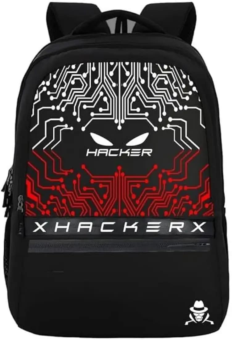 Craft Bazar Backbencher Circuit Pattern Backpack, Black and White, Casual Daypack College & Travel | Stylish Laptop Bag with Spacious Compartments & Padded Straps for Boys & Girls