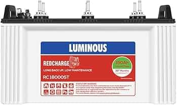 Luminous Red Charge RC 18000ST Short Tubular Inverter Battery for Home, Office & Shops | 150Ah/12V High-Performance, Durable & Low Maintenance Battery | Easy Installation | 36 Months Warranty