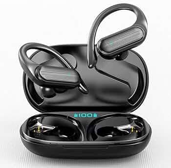 Life Like Over-Ear Buds,Deep Bass Earphones with Earhooks,Fast Charge,Gym Running & Workout,Touch Control (Black)