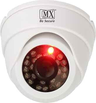 MX Dummy Fake Simulated Infrared IR LED Sensor Dome Wireless Security Camera with Red Light Realistic Looking CCTV Surveillance Security Camera - Pack of 1