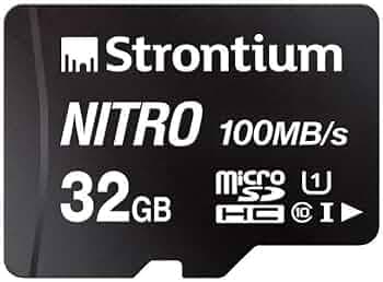 Strontium Nitro 32GB Micro SDHC Memory Card 100MB/s UHS-I U1 Class 10 High Speed for Smartphones Tablets Drones Action Cams