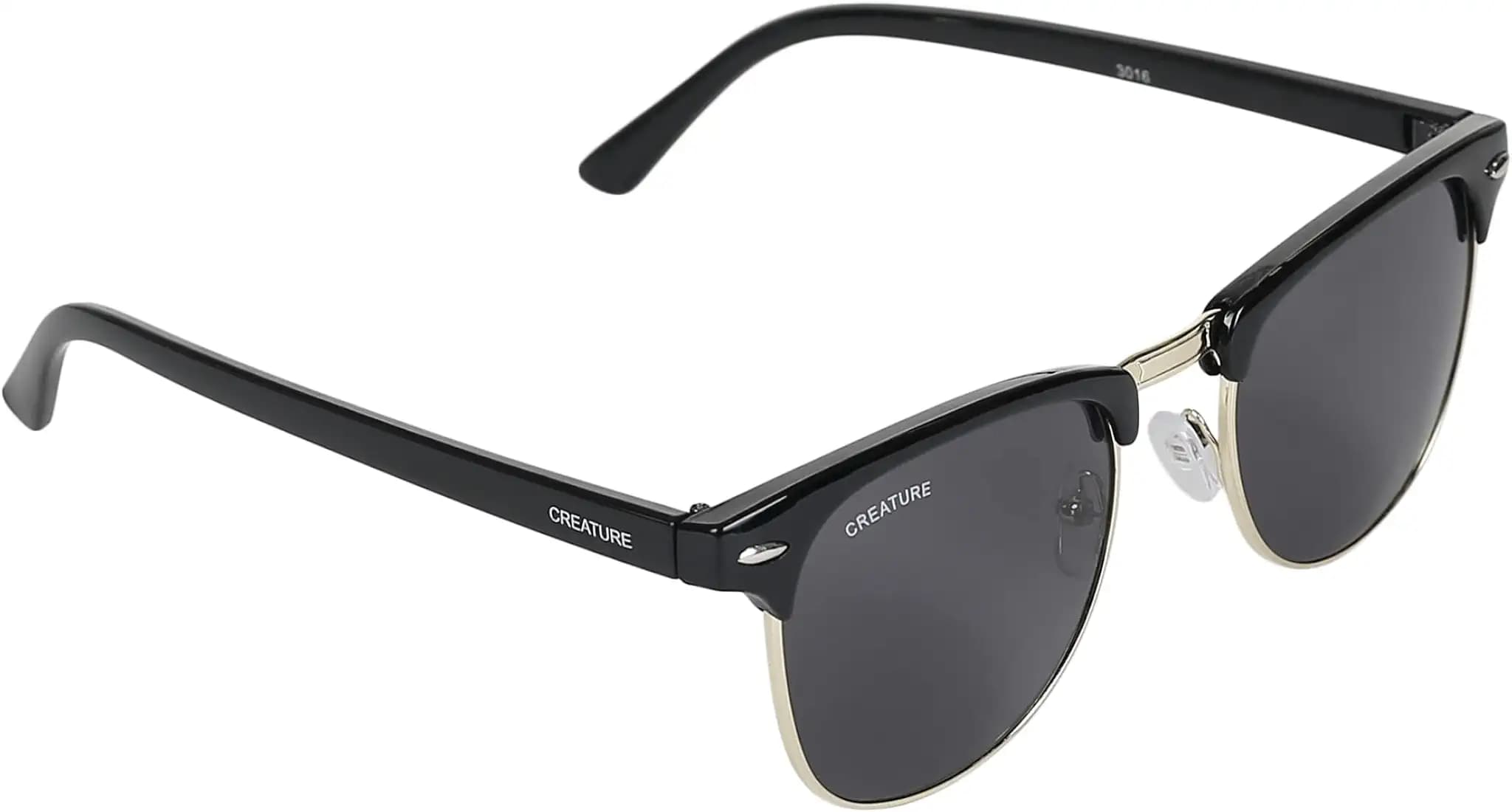 CREATURE Uv Protected Black Frame Unisex Round Sunglasses(Sun-069)