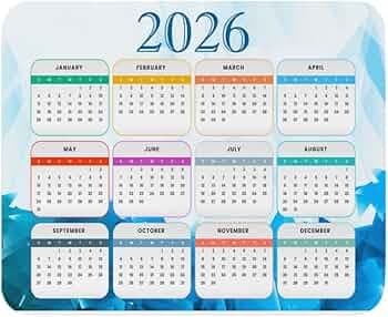 RISH - 2026 Calender Mouse Pad for Computer Accessories - Non-Slip-Resistant Rubber Base Printed Mousepad for Office and Workplace Gifting