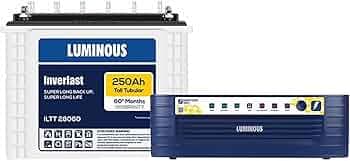 Luminous Inverter & Battery Combo (Hercules 1600 Square Wave 1500VA/12V Inverter with ILTT28060 Tall Tubular 250Ah Battery) for Home, Office & Shops