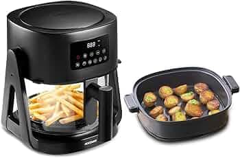 Acerpure Air Fryer | 100% Glass Bowl | 90% Less Oil | 5.5L Air Fryer + 2.5L Cooking Pot | Air Fry, Toast, Reheat, Grill, Cook | 360° TurboHeat Technology | Preset Modes | 1500 Watts | Black