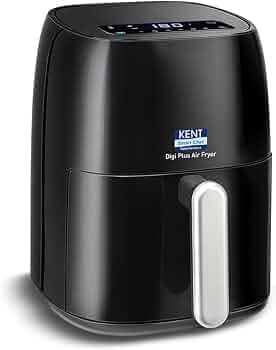 KENT Digi Plus Air Fryer | 4L Capacity & 1300W | Fry, Grill, Roast & Bake | Digital Display & Touch Control Panel | Rapid Heating | 80% Less Oil Usage | High Temperature & Uniform Heating | Black