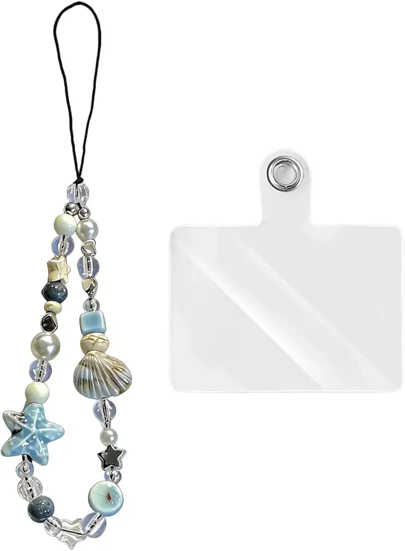 Phone Charms for Girls, Blue Starfish Mobile Phone Chain, 2Pcs Set, Stylish Phone Accessories, Cute Charms for Phone Case, Trendy Gift for Teenage Girls and Women