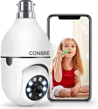 Conbre BulbXR 2MP Full HD Indoor Wireless WiFi CCTV Security Camera | Motion Tracking | Two Way Talk | Colored Night Vision | Support Upto 128GB SD Card | Includes Indian Holder