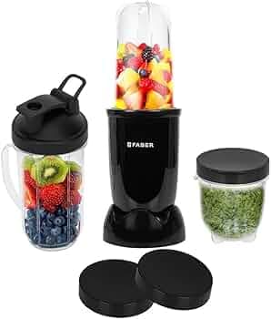 Faber Sportz Blender FSB 3-in-1 Nutrifit Nero|Mixer Grinder Blender|100% Copper Motor|Detachable SS Blade|3 PC Jar 500ML+300ML+500ML Mug|Wet, Dry Grinding|2 Year Warranty by Faber