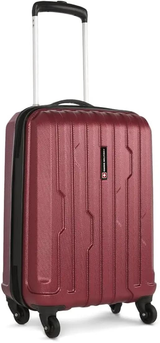 SWISS MILITARY Crystal Luggage Bag, Trolley Bag, Suitcase for Travel| 3 Dial Lock, Durable ABS Body, Ergonomic 360° Rotatable Wheels, 50 cms, 20 inches, Red, 1 Year Warranty, 1