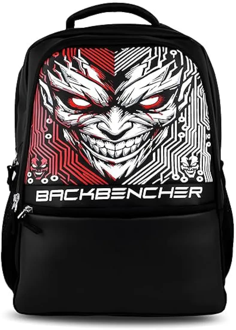 Backbencher Gaming Laptop Backpack for Men | Devil Face Circuit Design School & College Bag | Water Resistant Travel Backpack | Large Capacity & Comfortable