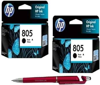 HP 805 Ink Cartridge (Black) Twin (Set of 2) with 3in1 Multi-Function Mobile Phone Stand, Stylus Pen, Anti-Metal Rotating Ballpoint Pen (Very Colors)