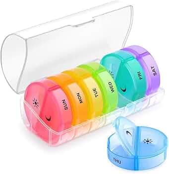 INKULTURE Portable Medicine Organizer Box Tablets Container Case Travel Pill Box For 07 days | Clear Multicolor | 01 Pcs