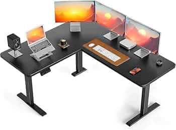 TEKAVO Electric Standing Desk | L Shaped Height Adjustable Workstation | Single Motor Sit Stand Desk for Home & Office | Ergonomic Study Table with Spacious Desktop I DIY (Black)