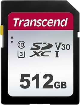 Transcend 512Gb Sd Cards 300S Sdxc, C10, U3, V30 / 3D Nand Flash, Waterproof, Shock Proof, X-Ray Proof, Static Proof, Memory Cards - Ts512Gsdc300S, Sdhc