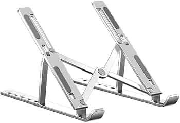 Fluent Aluminum 6 Adjustable Foldable Portable Laptop Stand Desktop Tablet Stand for 10-15.6 Inch Devices MacBook Thinkpad Surface Chromebook iPad Pro