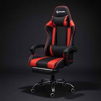 CELLBELL Konquer Ergonomic Gaming Chair | Leatherette | Multi-Functional Computer Chair | Integrated Massager | ErgoSync Armrest | Retractable Footrest | 1 Year Warranty (Red-Black)