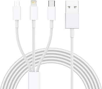3 in 1 Cable For Nokia X2-02 Original Quick Charge Cable Speed Upto 3.1 Amp Micro, iOS, Type-C, Devices Mobile Tablet PC Laptop Android Smartphone with 1.2m - (White, HC.A2)