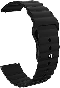 ACM Watch Strap Wave Design Silicone Belt 20mm Compatible with Garmin Forerunner 245 Music Smartwatch Sports Band Black