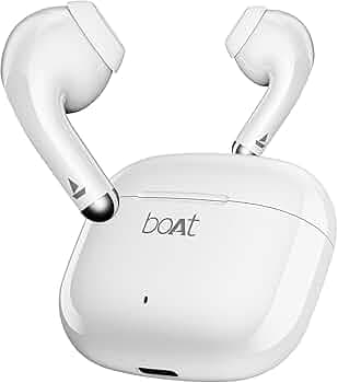boAt Airdopes 101v2, 35H Battery, ENx Tech, 13mm Drivers, ASAP Charge, Flex-Fit Ear Tips,Stream Ad Free Music via App Support, Bluetooth Earbuds, TWS Ear Buds Wireless Earphones with mic (Smoke White)