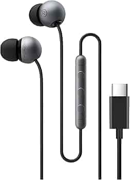 Wired Type-C Headphones for Apple iPad (2022) Earphones Original with Dual Drivers, Noise Isolation, Hands-Free Calling, Premium Metal Finish – Black Deep Bass Headset Earbuds, Mic (Metal,JSJ8)