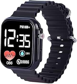 XENTON Kids Smart Watch with Heart Rate Monitor, Fitness Tracker, Digital Display, Orange Silicone Band, Gold Case, Black