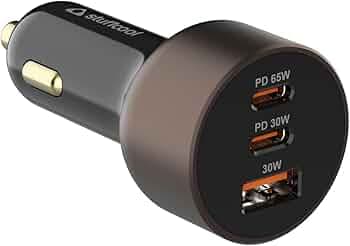 Stuffcool Ultimus 128W Super Fast Car Charger Dual Type-C USB-A PD 65W PD 30W QC 30W Compatible with iPhone Samsung Super Fast Charging 2.0 OnePlus Oppo Vivo MacBook Laptops