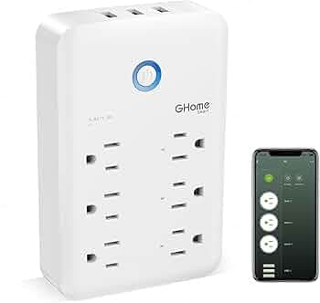 GHome Smart Plug Outlet Extender, USB Surge Protector with 3 Individually Controlled Smart Outlets and 3 Smart USB Ports, Works with Alexa Google Home, Wall Adapter Plug for App Control, 15A/1800W