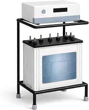 Idol Heavy Duty Inverter Battery Stand | Space Saving Iron Stand for Inverter & Battery | 0.7 Inch Round Pipe | Strong & Sturdy | Home & Office Solar Use (Black)